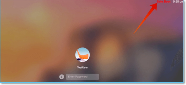 verifique se o Safe Boot está escrito em vermelho