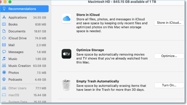 Libere espaço de armazenamento