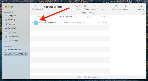 Clique no arquivo de banco de dados