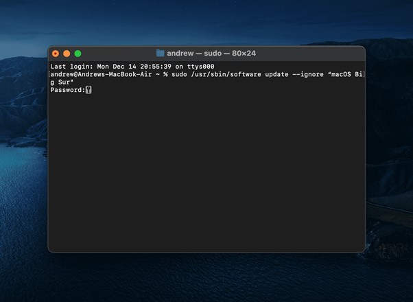 parar a atualização do macOS permanentemente