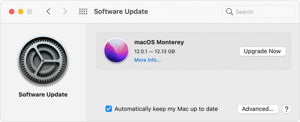 Atualização do macOS da Atualização de Software