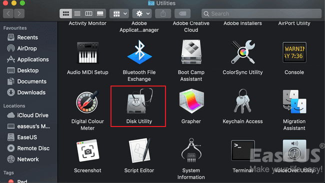 utilitário de disco aberto no mac