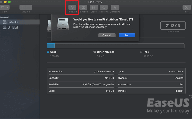 clique em primeiros socorros no mac