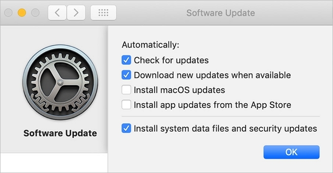 atualização de software macos