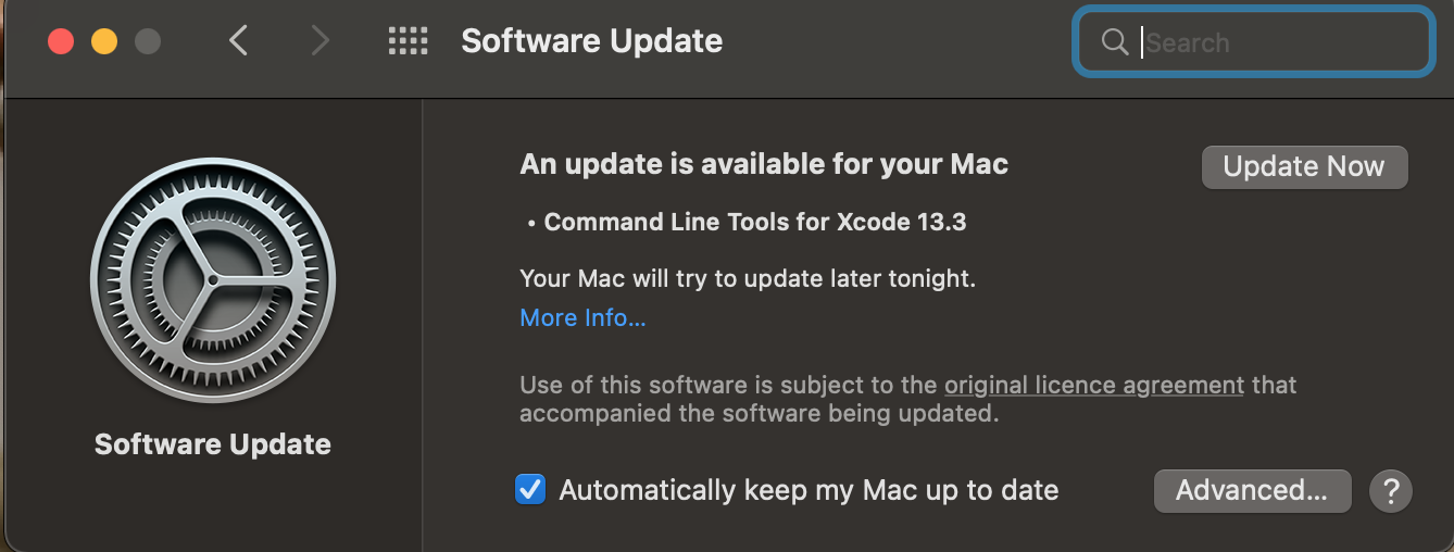 atualizar agora atualização de macos