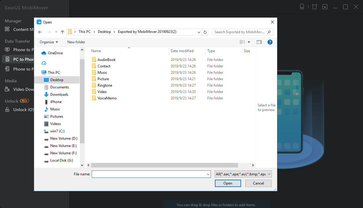 como transferir dados do PC para o iPhone sem o iTunes - passo 2