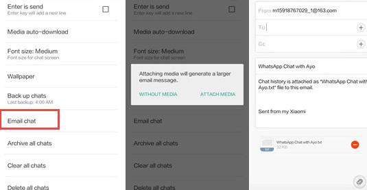 Exportar mensagens do WhatsApp por e-mail