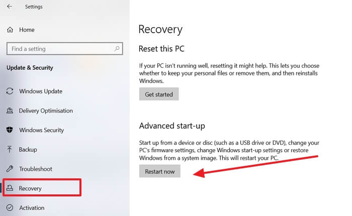 Inicialize o Windows para recuperação