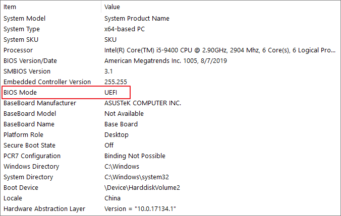 Verifique o modo BIOS para Win 11