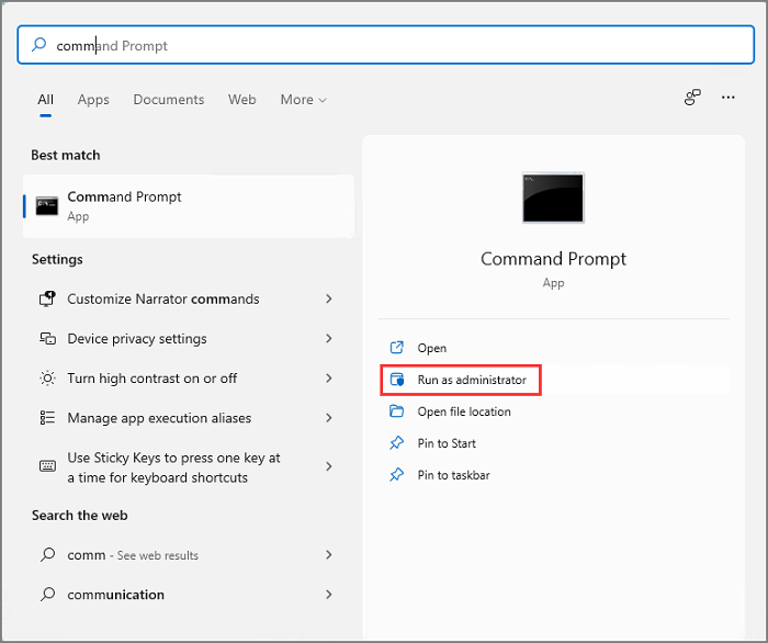 Vá para Iniciar Abrir Prompt de Comando