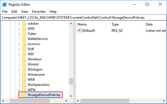 Crie uma nova chave no registro para remover a proteção contra gravação