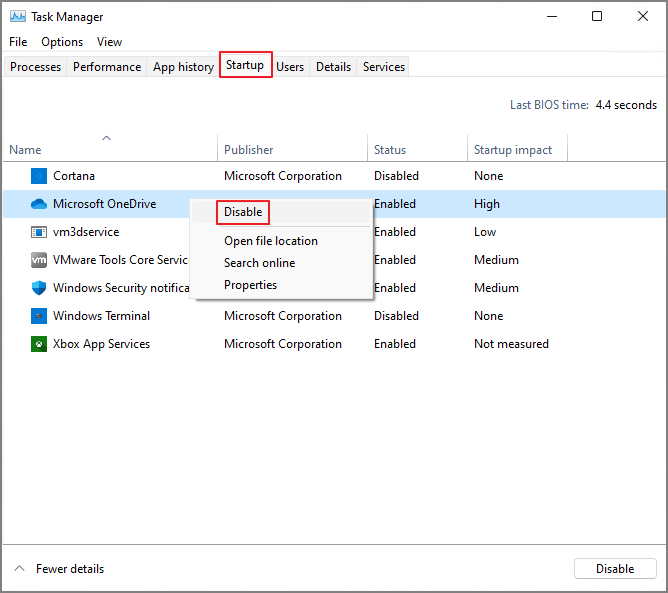 Desabilitar programas de inicialização