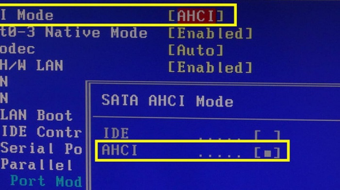 habilite o modo AHCI na bios