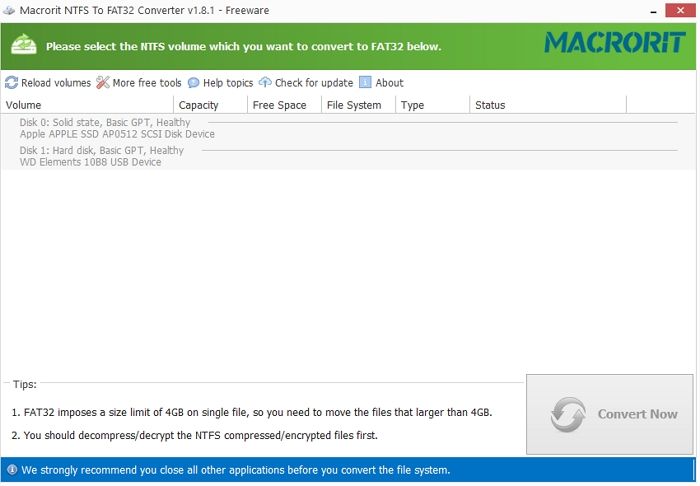 Conversor Macrorit NTFS para FAT32