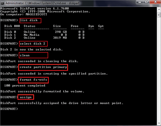 cmd format usb fat32