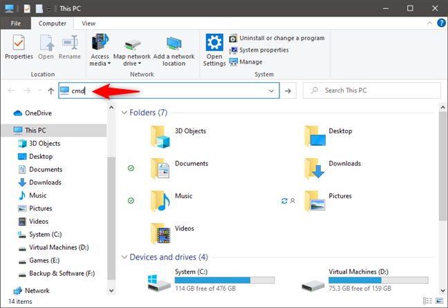 Apresentar 'Abrir janela de Comando aqui' no Explorer do Windows 10 e  executar como Administrador