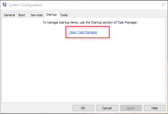abra o gerenciador de tarefas na inicialização