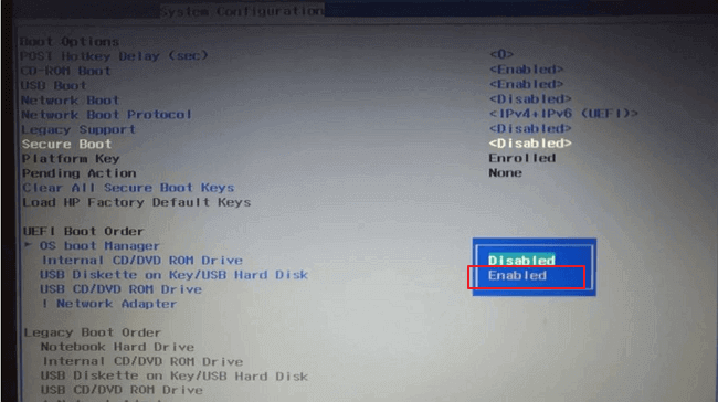 Ative a inicialização segura