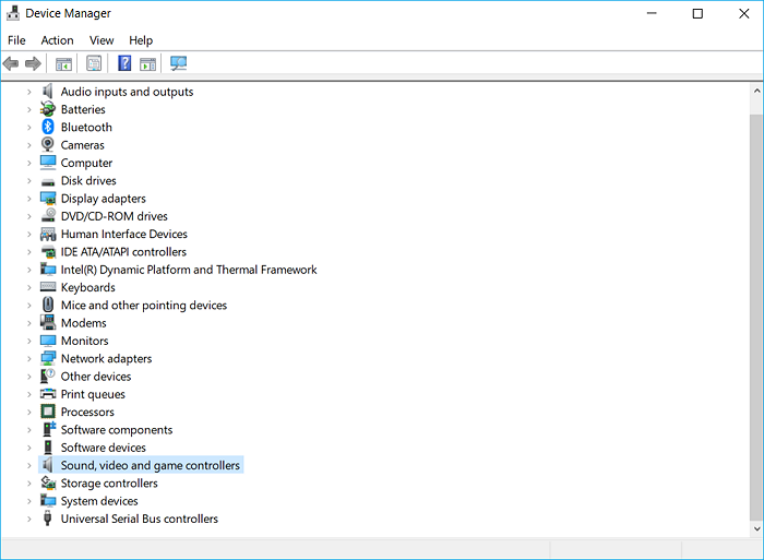 Expanda o menu Som, vídeo e controladores de jogo