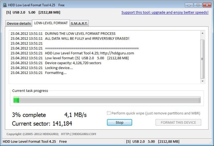 Disco rígido de formato de baixo nível com ferramenta de formato de baixo nível de HDD por HDDGURU