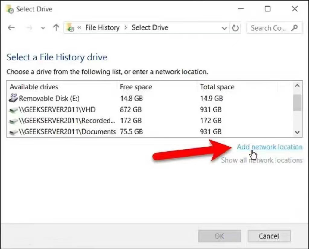 adicionar um local de rede