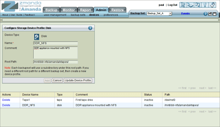 Software de backup de código aberto Amanda
