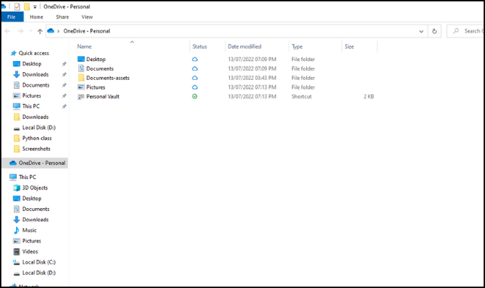 backup de arquivos de unidade c para OneDrive com File Explorer - Step1
