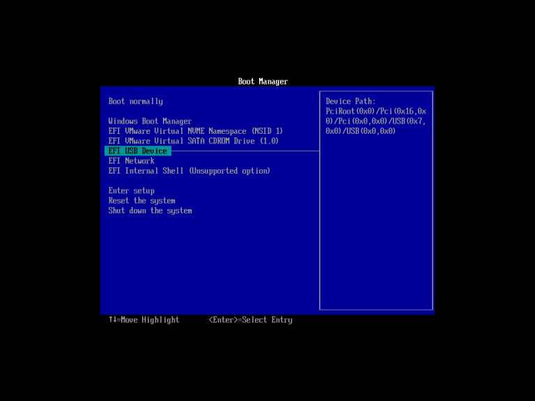 menu de inicialização