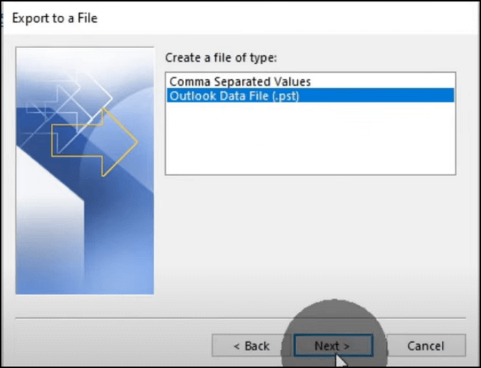 escolha o arquivo de dados do Outlook