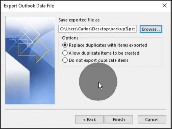 clique em concluir para iniciar o backup