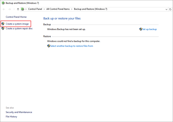 criar uma imagem do sistema
