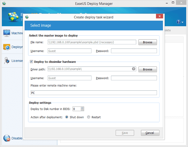 Navegue para encontrar a imagem de software salva.