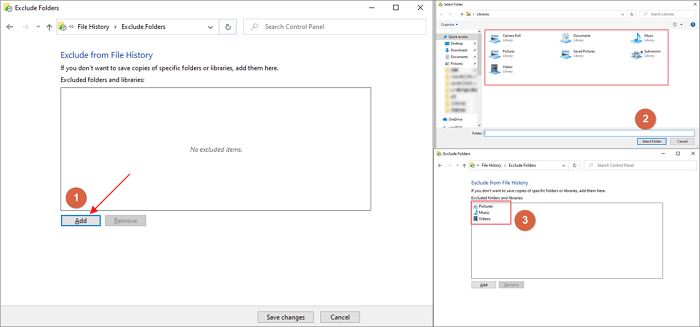 excluir pastas do histórico de arquivos