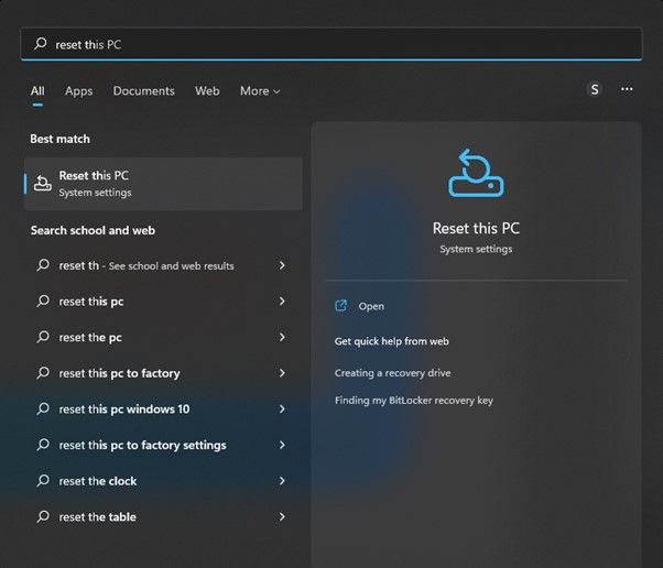 escolha redefinir este PC