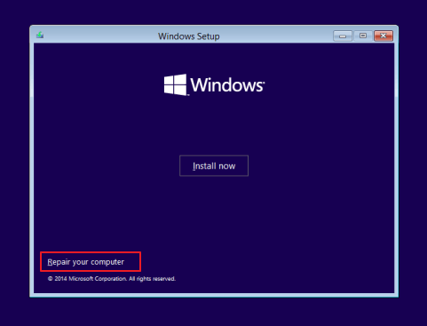 Encontre a opção Reparar seu computador