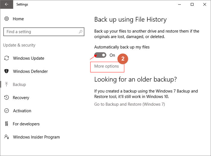 fazer backup do Windows 11 usando o histórico de arquivos passo 2
