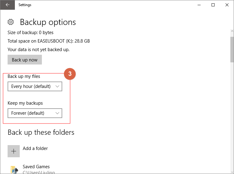 fazer backup do Windows 11 usando o histórico de arquivos passo 3