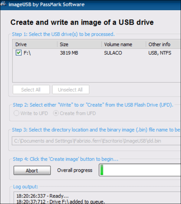 ImageUSB da Passmark Software