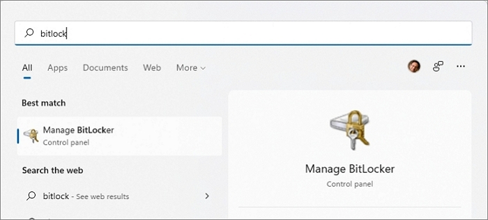 Pesquisar e abrir o BitLocker