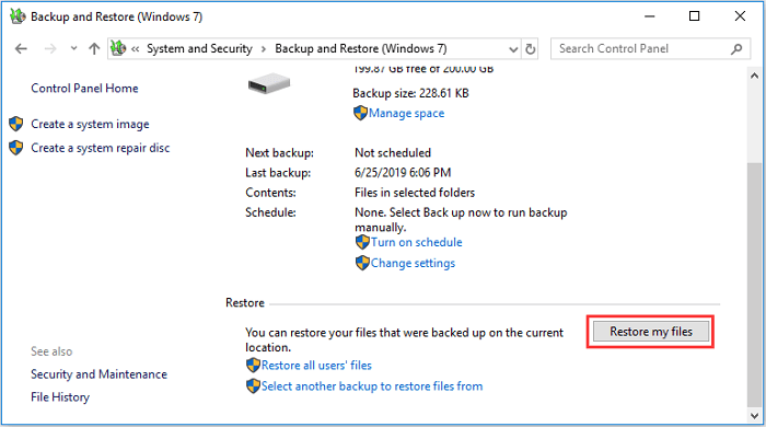 Restaurar arquivos de backup do Backup e restauração (Windows 7)