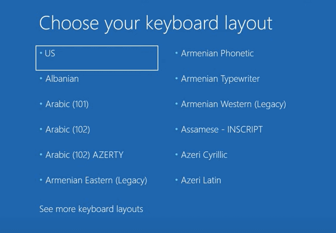 selecione o layout do disco