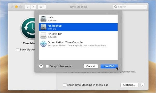 usar um disco de backup