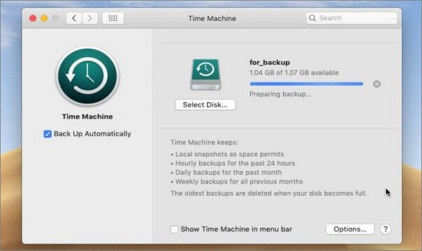 backup da máquina do tempo