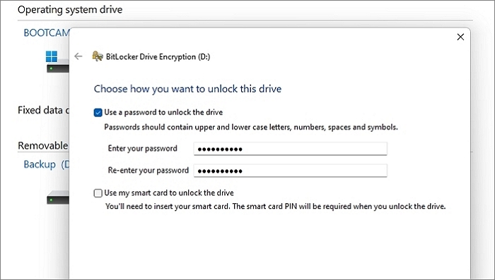 Senha de configuração para Bitlocker