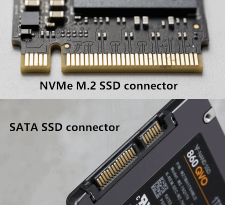 Conector NVMe M.2 SSD e conector SATA SSD