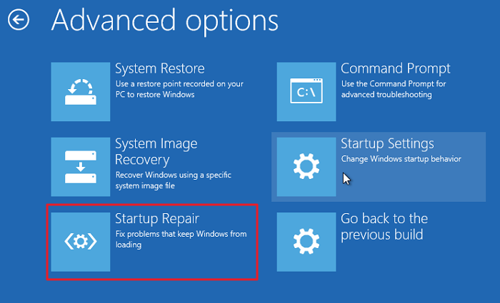 reparo de inicialização