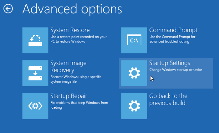 configurações de inicialização