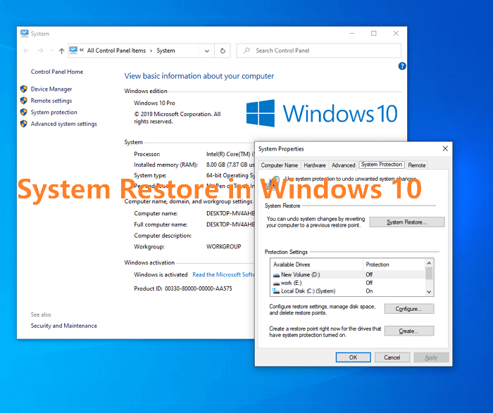 janela de restauração do sistema no windows 10