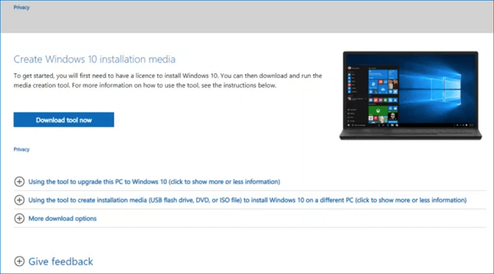baixando a imagem do win 10