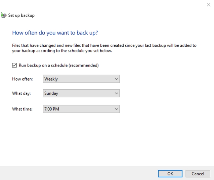 Frequência de backup